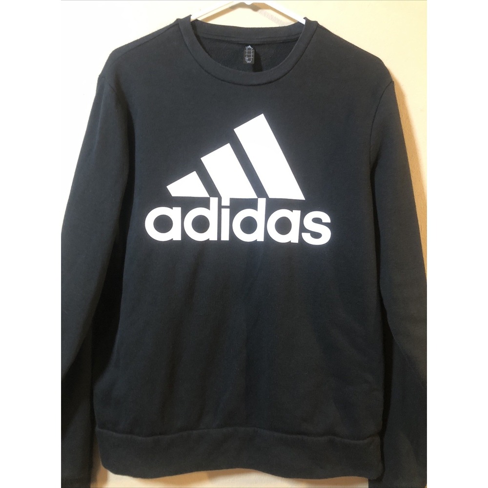 Adidas Golf Mens Sweatshirt  Crew Neck Black Big  White Chest Logo Size Small